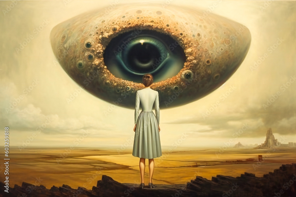 Poster atmospheric, weird surreal background illustration. created with generative ai technology.