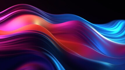 Fototapeta premium 3d render, abstract background with glowing waves.Generative Ai