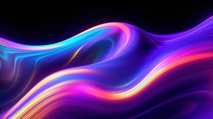 3d render, abstract background with glowing waves.Generative Ai