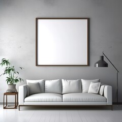Stylishly Modern Decorated Room with empty frame, leerer Rahmen - Generative AI