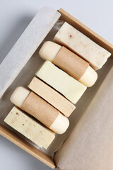 Concept of bath and skin care accessories - soap