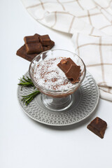 Concept of delicious and sweet food - chocolate mousse
