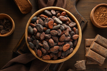 Concept of fresh and aromatic food - cacao beans
