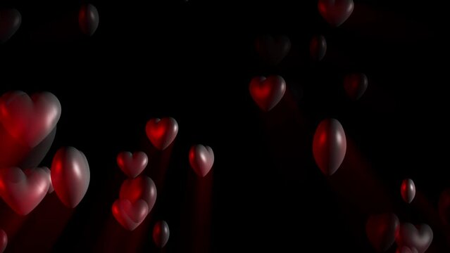 Particles Heart Background, Valentine's day background, flying abstract hearts and particles