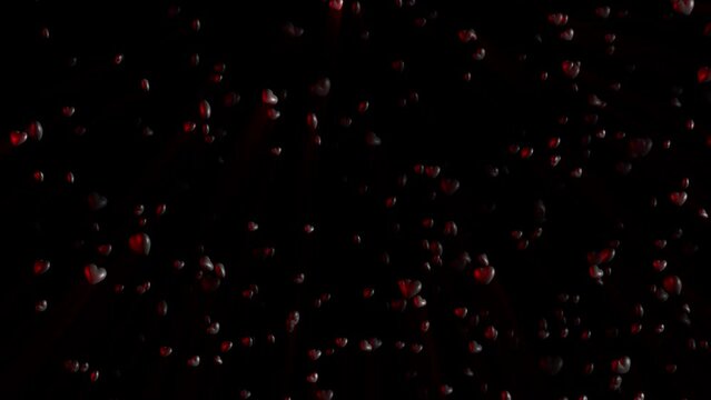 Particles Heart Background, Valentine's day background, flying abstract hearts and particles