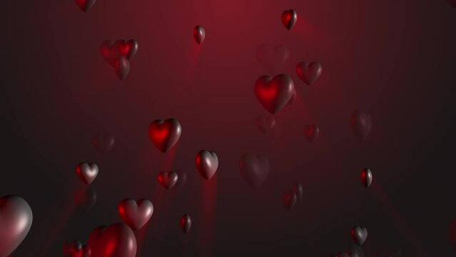 Particles Heart Background, Valentine's day background, flying abstract hearts and particles