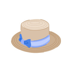clothing straw hat cartoon. sun head, accessory brown clothing straw hat sign. isolated symbol vector illustration