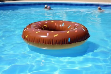 Fototapeta na wymiar Poolside Delight: Donut-Shaped Float. Generative AI