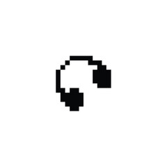 Obraz premium headset icon pixel art style with black color and white background good for your project and game asset.