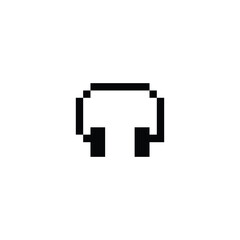 headset icon pixel art style with black color and white background good for your project and game asset.