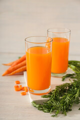 Concept of healthy nutrition and diet with Carrot juice
