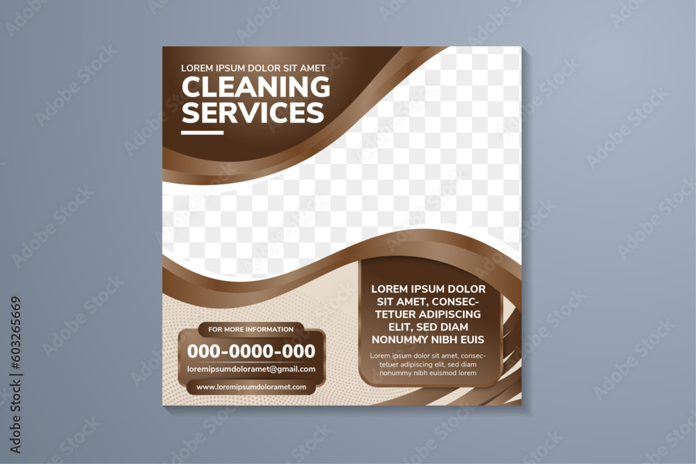 Aufkleber cleaning services social media post template design. square layout banner with space for photo colla
