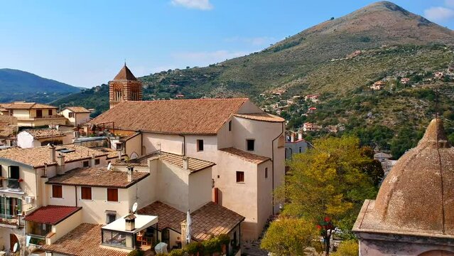 Mountain landscape with Itri, Lazio, Italy