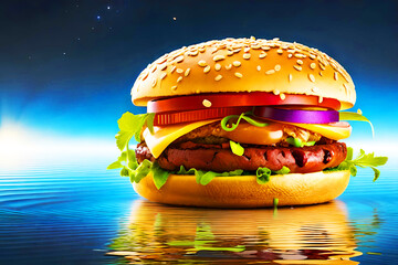 luxury elegant Best Hamburger with generative ai technology