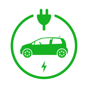 green eco car charge icon vector illustration