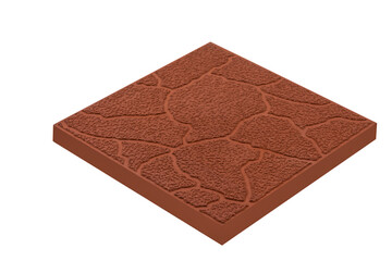 Building Concepts. Terracotta Square Pavement Road Stone Tiles Isolated Over White.