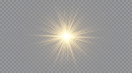 Golden light vectors.Bright gold star.Light flash.Gold glitter.