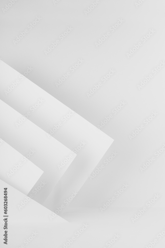 Poster white abstract space scene mockup with lines and corners as pattern in futuristic geometric style fo