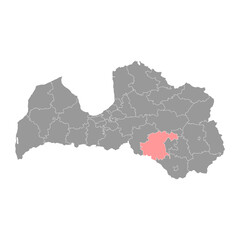 Jekabpils district map, administrative division of Latvia. Vector illustration.