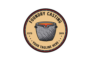 Vintage Retro Metallurgy Foundry Casting for Metal Blacksmith Industry Badge Emblem Logo