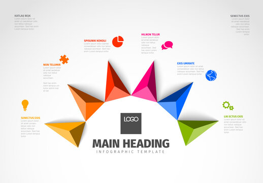 Vector multipurpose Infographic template with big circle on the bottom and six elements