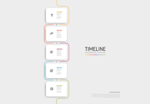 Light infographic template with five vertical rounded block cards