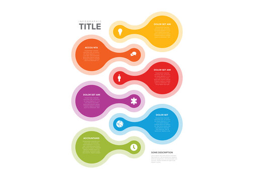 Light infographic template with circle bubbles and icons