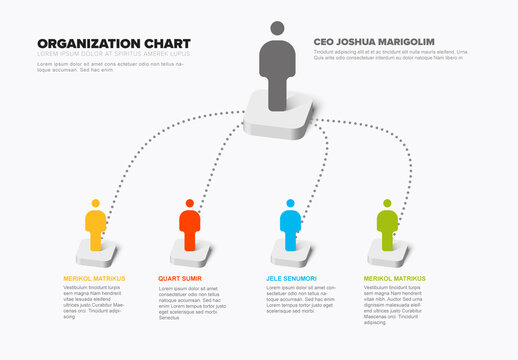 Simple company organization hierarchy 3d chart schema template 