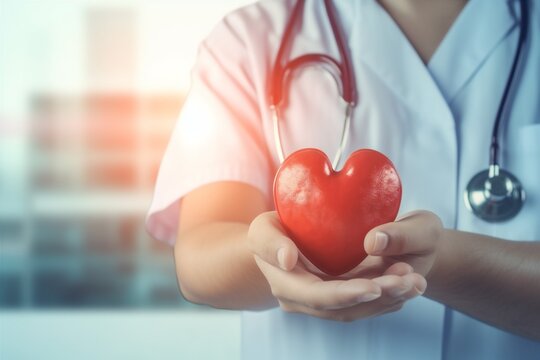 doctor hand heart person cardiology health care hospital concept medicine. Generative AI.