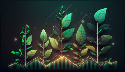 Smart agriculture 5.0 green plant product farming technology. Futuristic agriculture technology for increasing productivity and quality. generative ai.