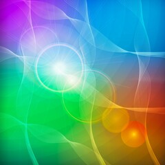 Modern abstract colorful background. Background with colorful gradients with white transparent circles and grids and flare effect.