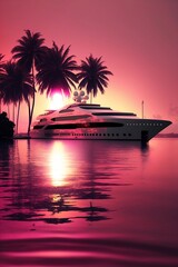 Luxury yacht at sunset