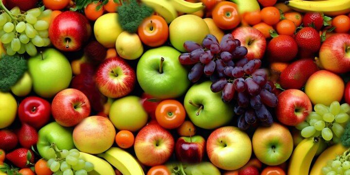 fresh fruits and vegetables, vegan food and healthy eating concept, generative ai