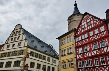 Kitzingen, Marktstrasse mit historischen Bauwerken