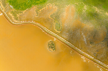 Yarisli Lake and an islet in Burdur, Turkey