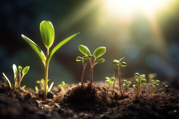 Green Sprouts Making Way Under Direct Sunlight, Signifying Growth and Renewal, Generative AI