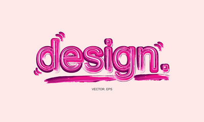 Vector of stylized modern font and pink brush,  design text with purple and pink 