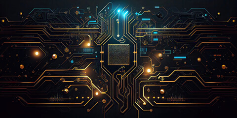 Abstract computer circuit board wallpaper background (Generative AI)