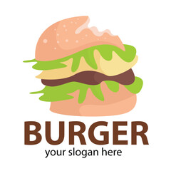cute burger simple logo vector with a mix of light brown, light cream and brown