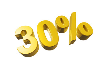30% off discount offer. 3D illustration isolated on transparent background. Promotional price rate