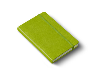 Lime green closed notebook isolated on white