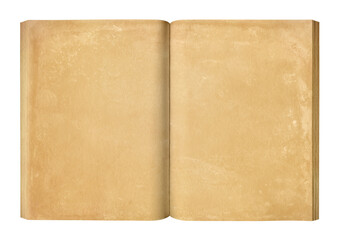 Vintage open book isolated on white background