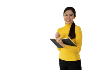 Portrait beautiful Asian woman student. Smile girl happy study. read book in college campus. young female on international Asia University. Education, study, school, learning, exam, continue education