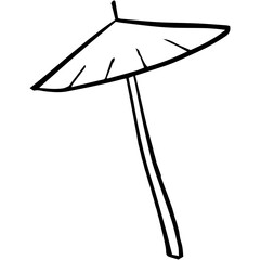 beach umbrella for summer with doodle and hand drawn style.