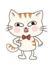 Funny cat hand drawn cartoon characters