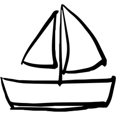 sailboat for summer with doodle and hand drawn style.