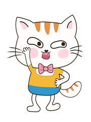 Funny cat hand drawn cartoon characters