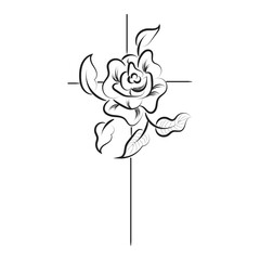 Holy Cross with Floral design for print or use as card, flyer, Tattoo or T Shirt