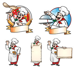 Cartoon chef collection set isolated on white background