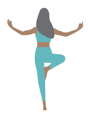 Woman wearing sportwear doing Yoga exercise, Calm of healthy young woman breathing and meditation yoga